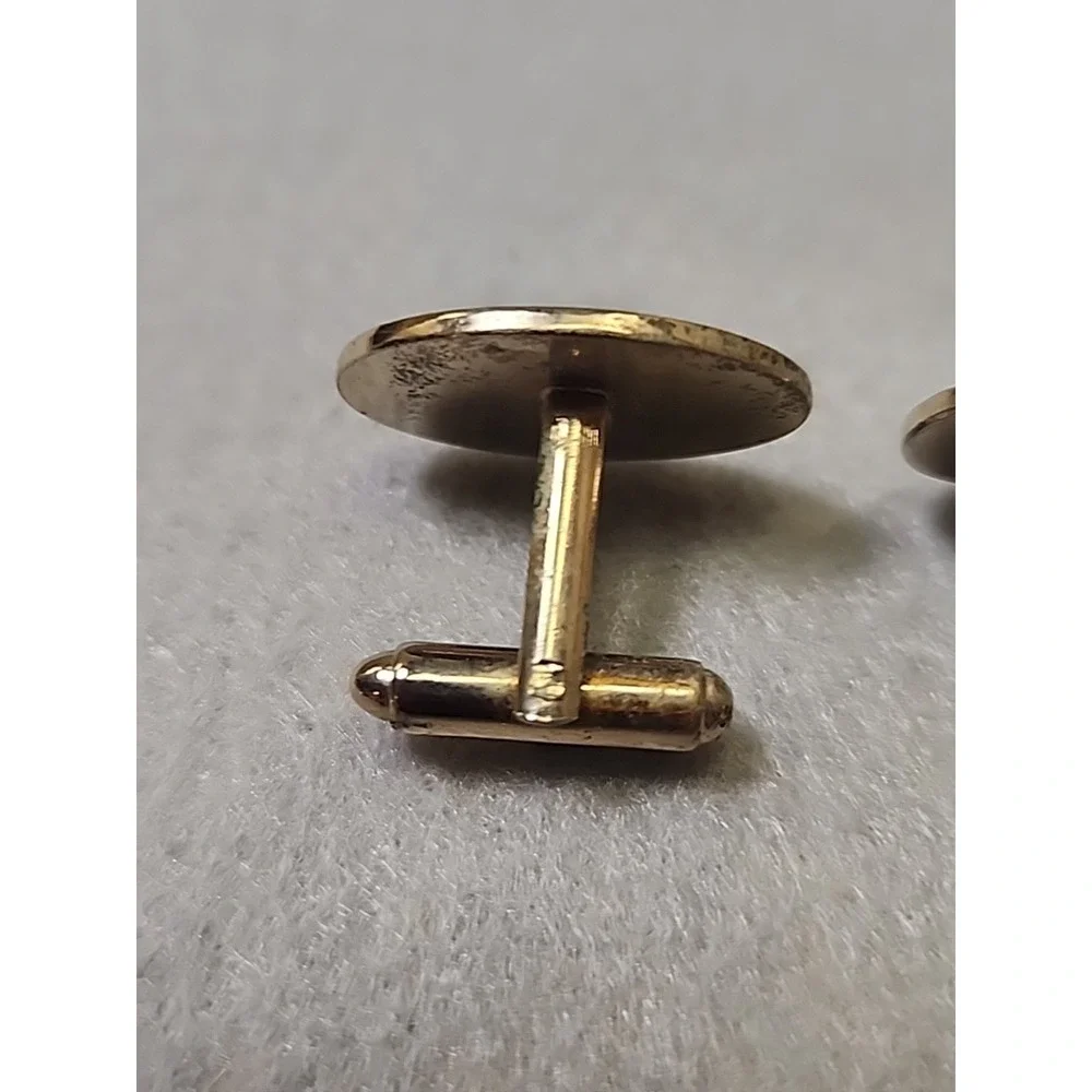 Gold Plated Cufflink Set with Engraved Vines - Vintage Cuff‎ Link Set
